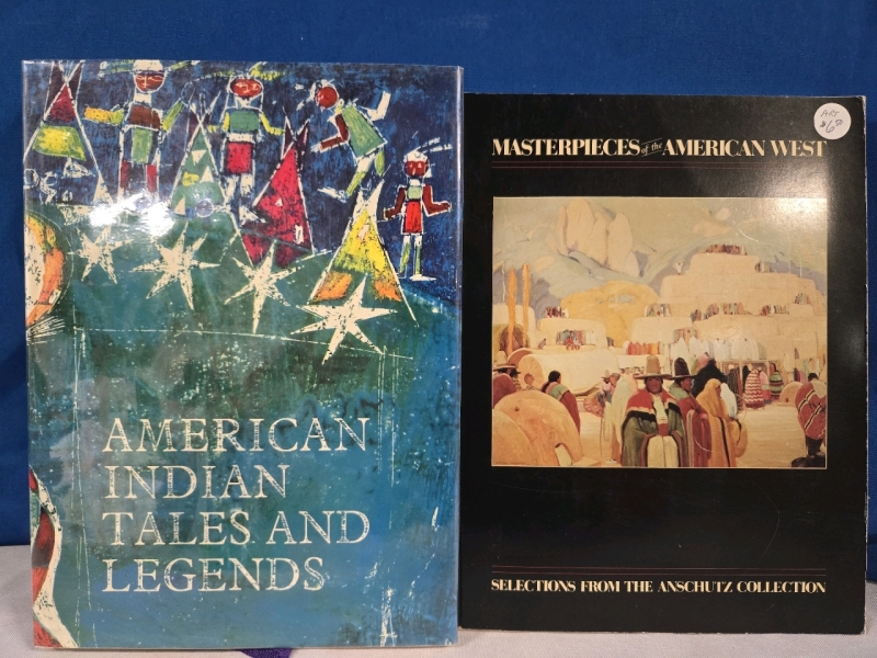 1965-1983 2 Vintage Books | American Indian Tales & Legends Hardcover Book| & Masterpieces Of The American West: Selections From The Anschutz Collection Softcover Book