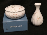 Wedgwood Trinket Box 4.25" Diameter & Vase 5.25" - Campion Pattern