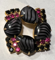 Vintage Juliana Estate pink Glass Rhinestone Brooch