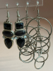 Mother of Pearl Black Bead Necklace Black chain Earrings - 6