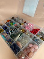 Large Bead Lot in Craft Storage Box 2 x 11 x 7 Inches