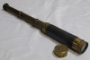 Vintage Brass Telescope with Leather Handle . Measures 15.5" long open & closed . No Makers Mark