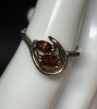 925 Sterling Silver Amber Pendant + Pierced Earrings Ring with Gemstones - 3