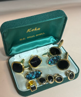 New Zealand Paua Shell Cuff Links Original Box Plus Black Onyx Sets