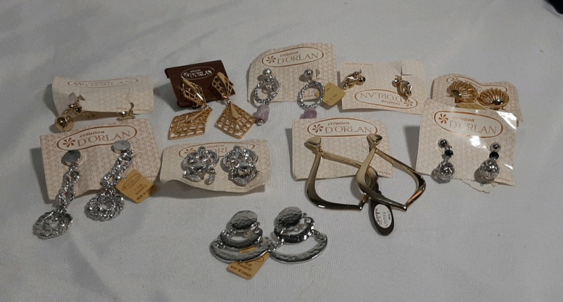 10 Pair of D'Orlan Silver and Gold Tone Earrings