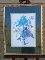 Vintage Framed Floral Print Signed N. Robert