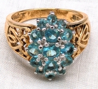 Brilliant Stamped 915 Sterling, Topaz Open Back & CZ Cluster Ring Size 8