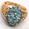 Brilliant Stamped 915 Sterling, Topaz Open Back & CZ Cluster Ring Size 8 - 2