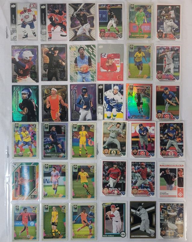 Multi-Sport Trading Card Singles . Hockey , Baseball Women's Soccer , Basketball , Football . 36 Cards