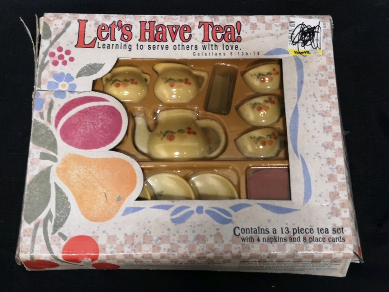 Vintage Let's Have Tea! Children's Ceramic Tea Set