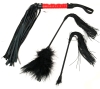 [Adults Only] Faux Leather Flogger with Red Wrapped Handle, Rubber Flogger with Feather Tickler & Rubber Flogger with Incomplete Feather Tickler | 14" - 21" Long