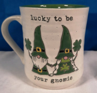 Like New Large "Lucky to be Your Gnomie" Mug 4.5" Tall