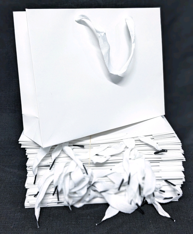 24 New White Unbranded Gift Bags | 10.5" x 3.25" x 8.25" Tall