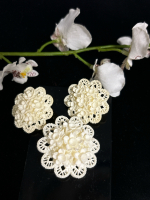 Vintage Celluloid Featherlite Lacy Floral Brooch and Earrings