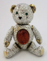 Estate Jointed Jelly Belly Teddy Bear Brooch Pendant Signed LP