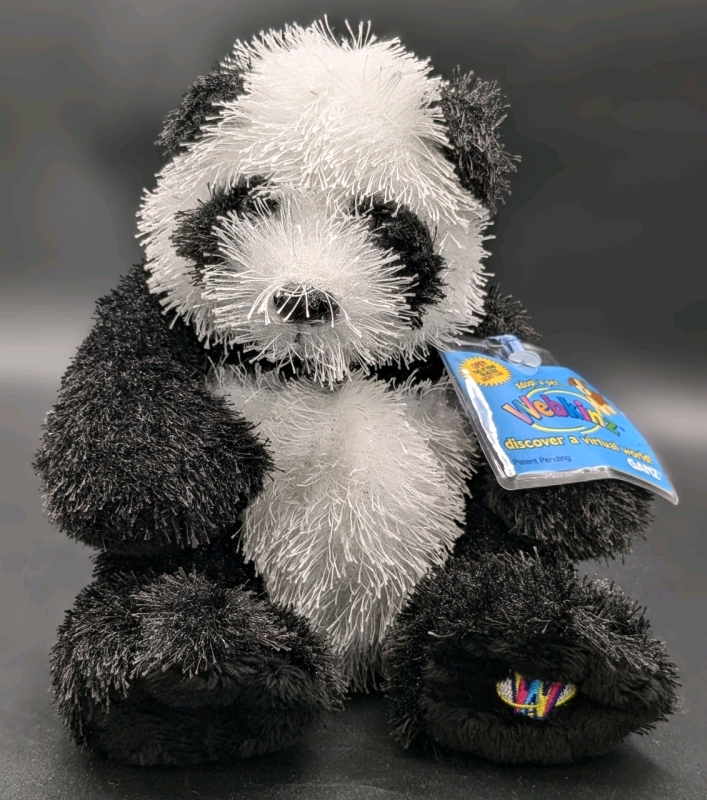 New [Retired] Ganz WEBKINZ Plush Panda (HM111) with Sealed Secret Code | 7" Tall