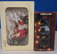 2 New | Christmas Ornaments | 1 Glassware Art Studio Handcrafted Santa Clause Ornament Made In Poland 6" Tall | 1 Kirkland Bear In A Snowglobe Christmas Ornament 5.5" Tall