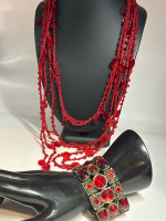 Red Luscious Festoon Necklace Red Cab Expansion Bracelet