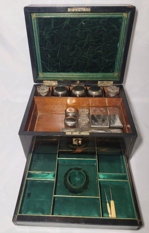 Circa 1860s Victorian Coromandel Jewel Box with Hidden Sprung Drawer w/Key