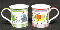 2 Like New Dunoon Party Animals Mugs - Horses & Frogs 3.5"