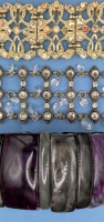 3 Vintage to Modern Statement Bracelets : Dangling Prisms, AB Rhinestones & Swirling Purples | All 1.5" Wide, 6.5" - 8.5" Long