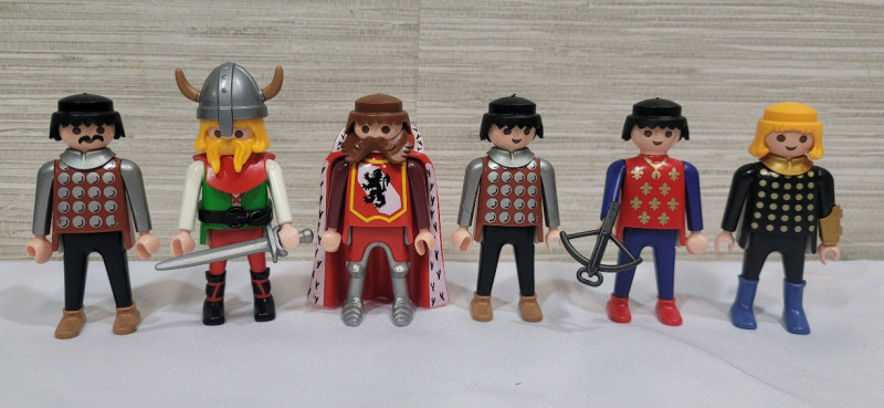 Playmobil Midevil Knights Action Figures , Six (6) Figures . Measures 2 7/8" tall