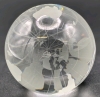 Gorgeous Signed OLEG CASSINI Etched Frosted Crystal Globe Paperweight w Gift Box | 3" Tall - 3