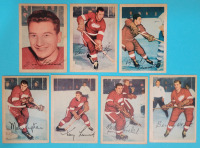 1953 - 54 Parkhurst NHL Hockey Detroit Red Wings Trading Cards , Consecutive Numbers #39 - #45 , Seven (7) Trading Cards . See Photos for Condition