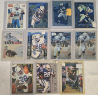 1990's NFL Running Back Marshall Faulk Trading Card Singles | * With Protective Sleeves * 11 Cards Total
