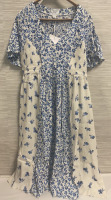 NEW Séraphine Maternity sz 8 Frill Sleeve Midi Dress Blue Floral