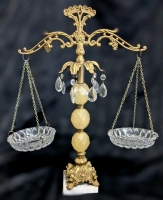 Vintage Fully Decorative Brass, Lucite, Glass & Marble Scales | 17" x 19.5" Tall