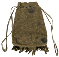 Vintage Presumed Moose Hide Drawstring Gunpowder Bag‎ | ‎8.5" x 11.5" (Excluding Fringe)