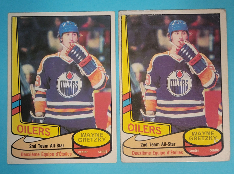 1980 - 81 O Pee Chee NHL Hockey #87 Wayne Gretzky 2nd Team All-Star Trading Cards , Two (2) Trading Cards . See Photos for Condition