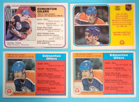 1981 - 83 O Pee Chee NHL Hockey Wayne Gretzky Team Leaders & Short Handed Goals Trading Cards . Four (4) Trading Cards
