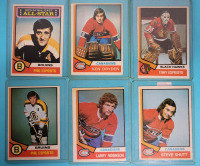 1974 - 74 O Pee Chee NHL Hockey Hall of Fame Players Trading Card Lot . Six (6) Trading Cards