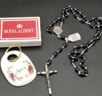 Vintage Made in Italy Rosemary + Royal Albert March Ceramic Key Ring