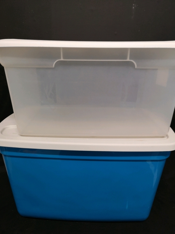 2 Storage Totes - Clear & Blue