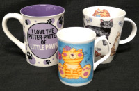 3 Cat Theme Tea/Coffee Mugs