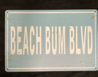 New Beach Bum Blvd Metal Sign 8” L x 12” w