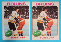 1975 - 76 O Pee Chee NHL Hockey #100 Bobby Orr Trading Cards , Two (2) Trading Cards . See Photos for Condition