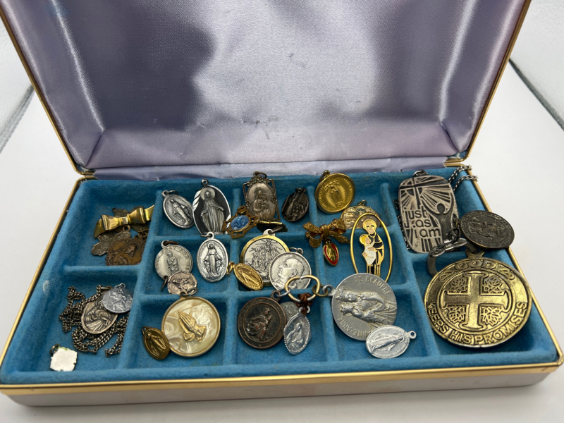 Jewelry Box packed Religous Medals