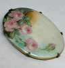 Large Oval Antique Victorian Porcelain Hand Painted Brooch C Clasp 2.5 Inch Prong Set - 4