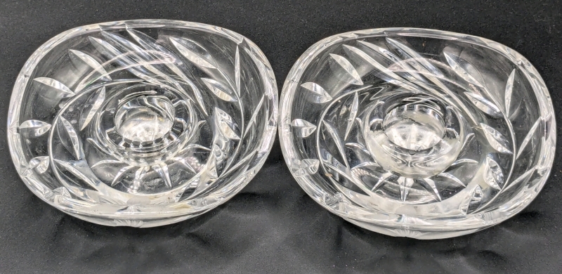 Pair of Vintage Cut Crystal Candle Holders | 4.3" x 4.5"