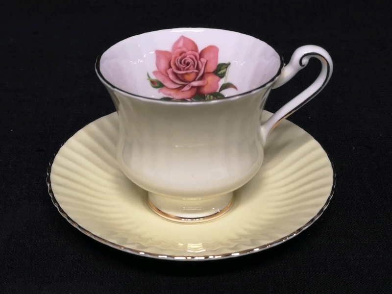 Vintage Paragon Teacup and Saucer Made in England Yellow and White Floral Pattern