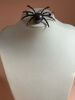 Spider Brooch rhinestones Large Black Faux Pearl Body - 3