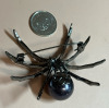 Spider Brooch rhinestones Large Black Faux Pearl Body - 4