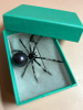 Spider Brooch rhinestones Large Black Faux Pearl Body - 6