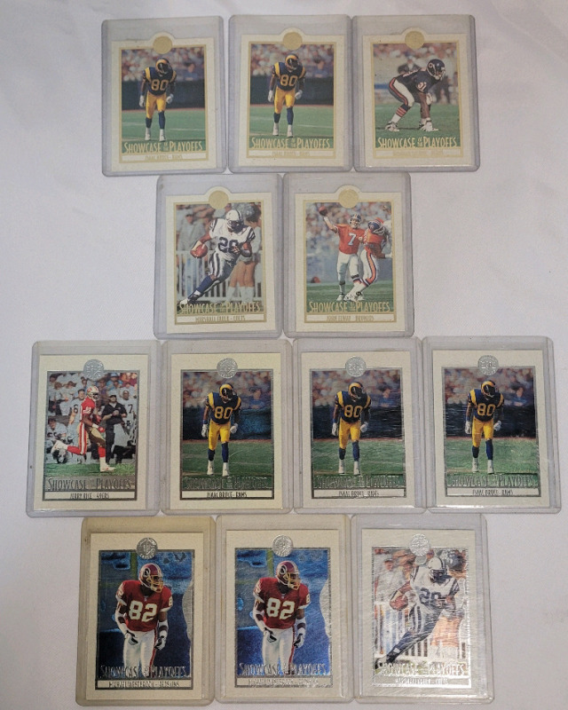 1995 Upper Deck SP NFL Football Gold Die-Cut Showcase of the Playoffs & Silver Showcase of the Playoffs Trading Card Inserts . 12 Trading Cards