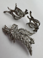 BIRKS Marcasite Sterling Brooch and Earrings