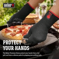 New Size L/XL | WEBER Premium Flexible Heat Proof Barbeque Glove Set (Black) | Retails for Over $50!<br/>